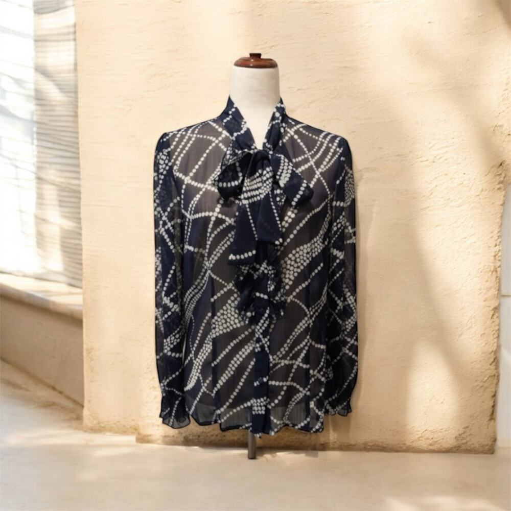 Gorgeous Maurices Sheer Navy Blue Blouse Size Large